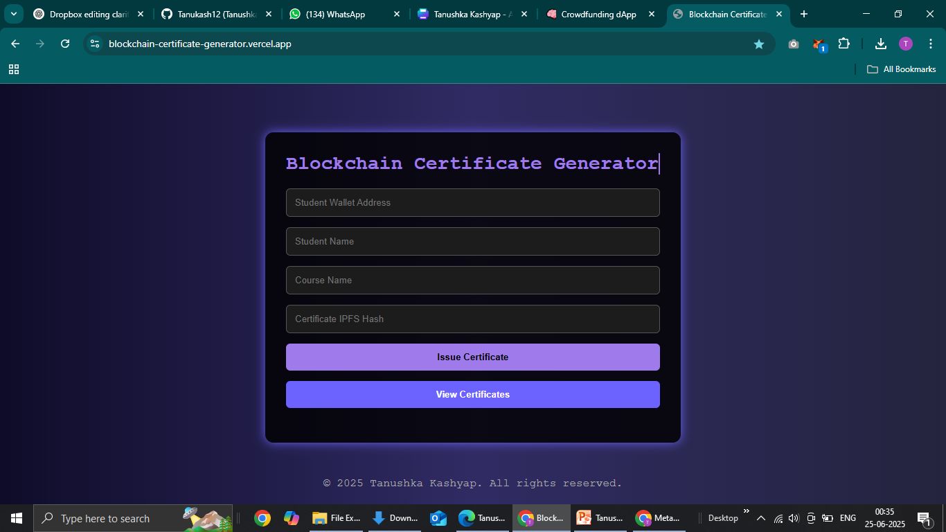 Blockchain Certificate